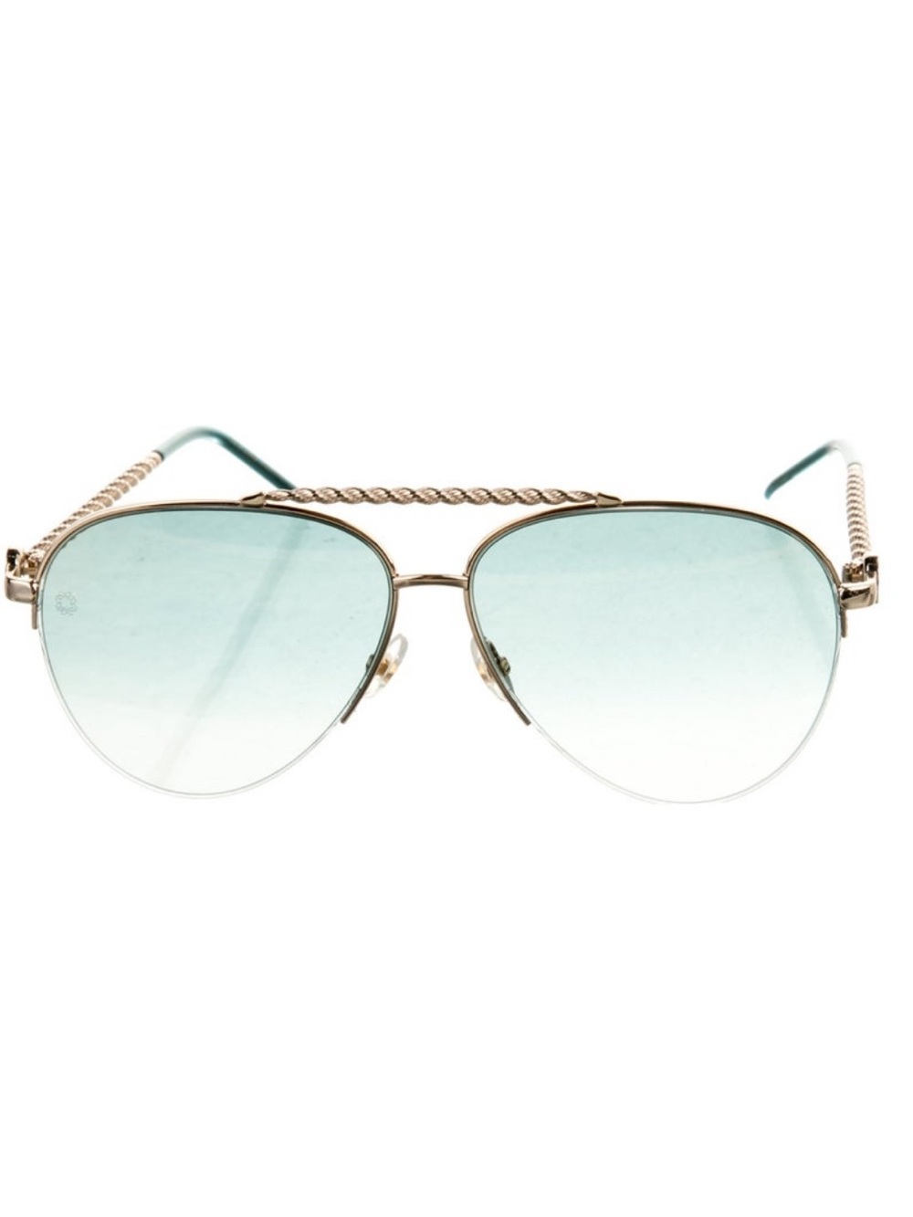 Aviator Sunglasses with Light Blue Gradient Lenses - Gold Frame